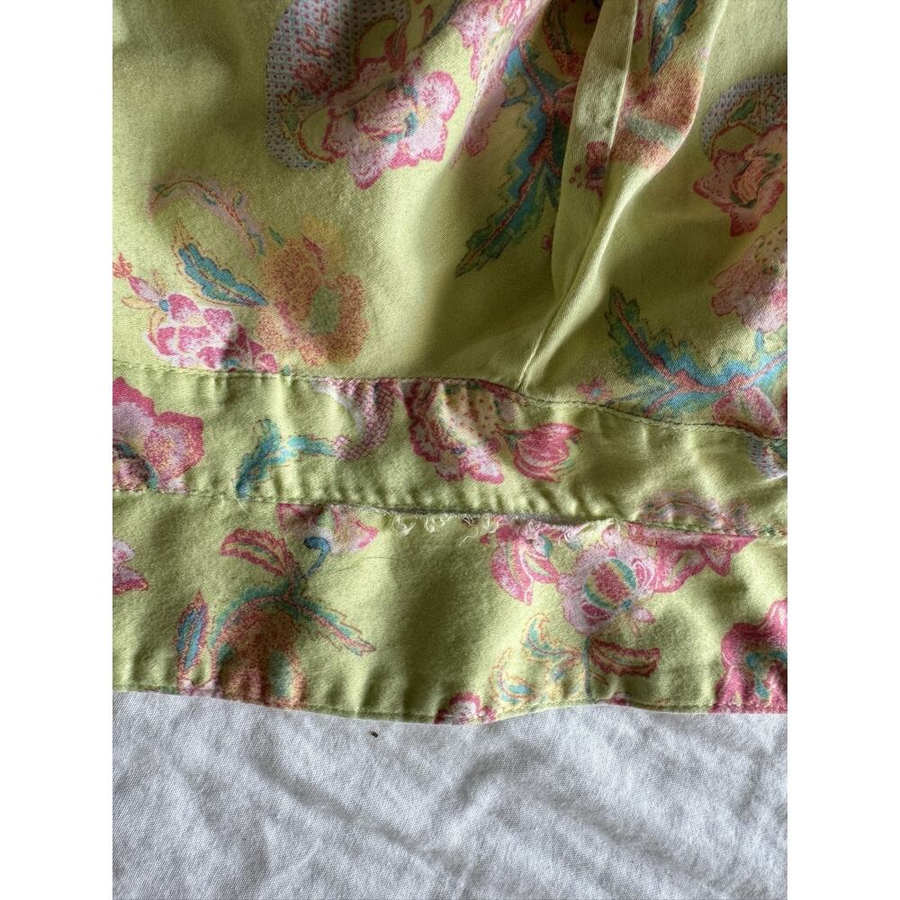 Natori Women's M Green Floral Paisley Tunic Blouse Long Sleeve Button Top - Picture 11 of 12